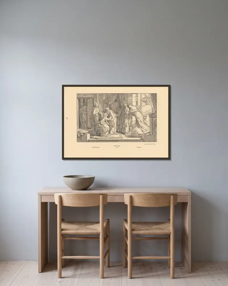 Tillfrisknande av Alfred Rethel inramad på en vägg