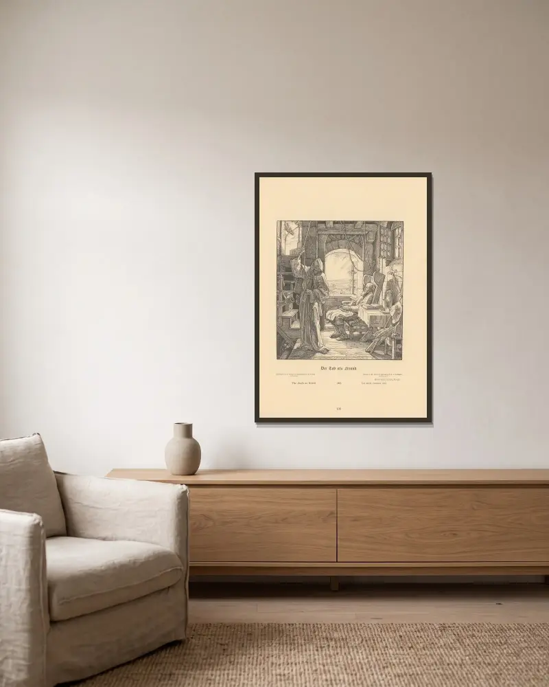Der Tod als Freund, 1851 – Nr. 1 von Alfred Rethel gerahmt an einer Wand