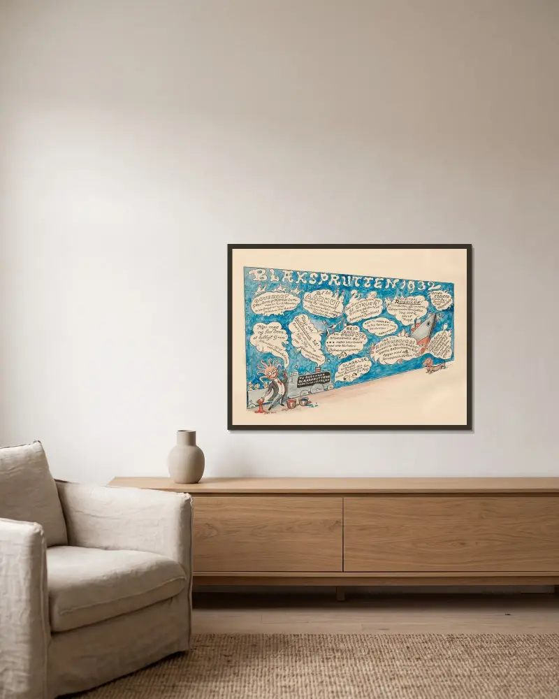 Der Tintenfisch 1932 von Alfred Schmidt gerahmt an einer Wand