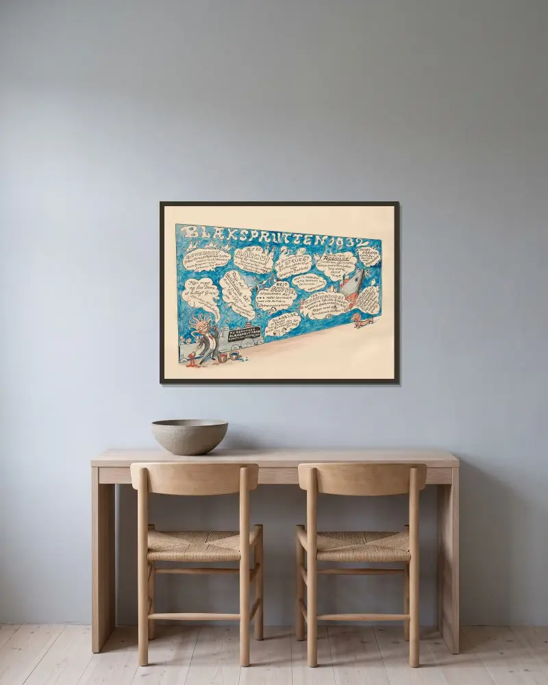 Der Tintenfisch 1932 von Alfred Schmidt gerahmt an einer Wand