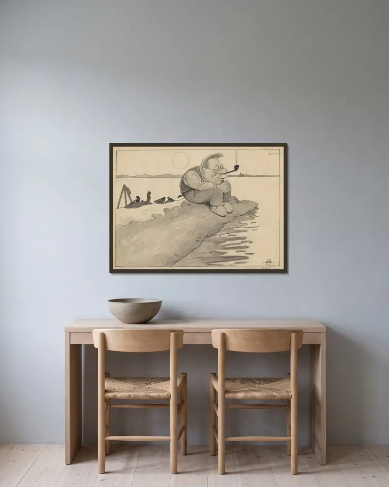 Nocturne av Alfred Schmidt inramad på en vägg