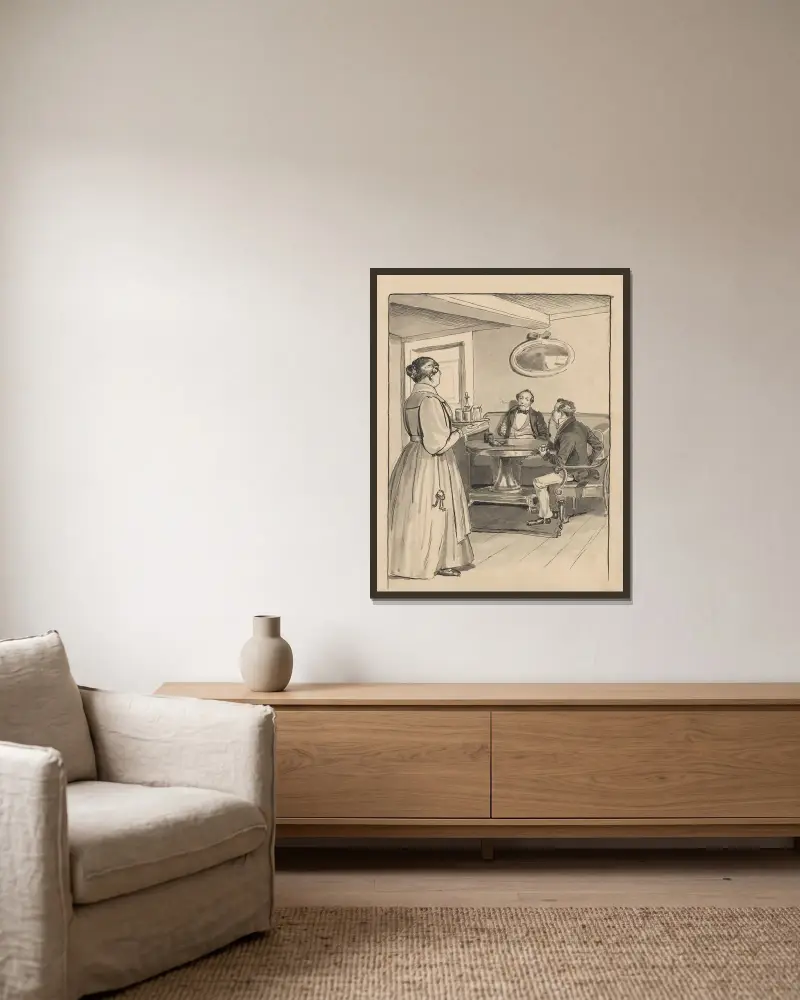 Pfeifenrauchen von Alfred Schmidt gerahmt an einer Wand
