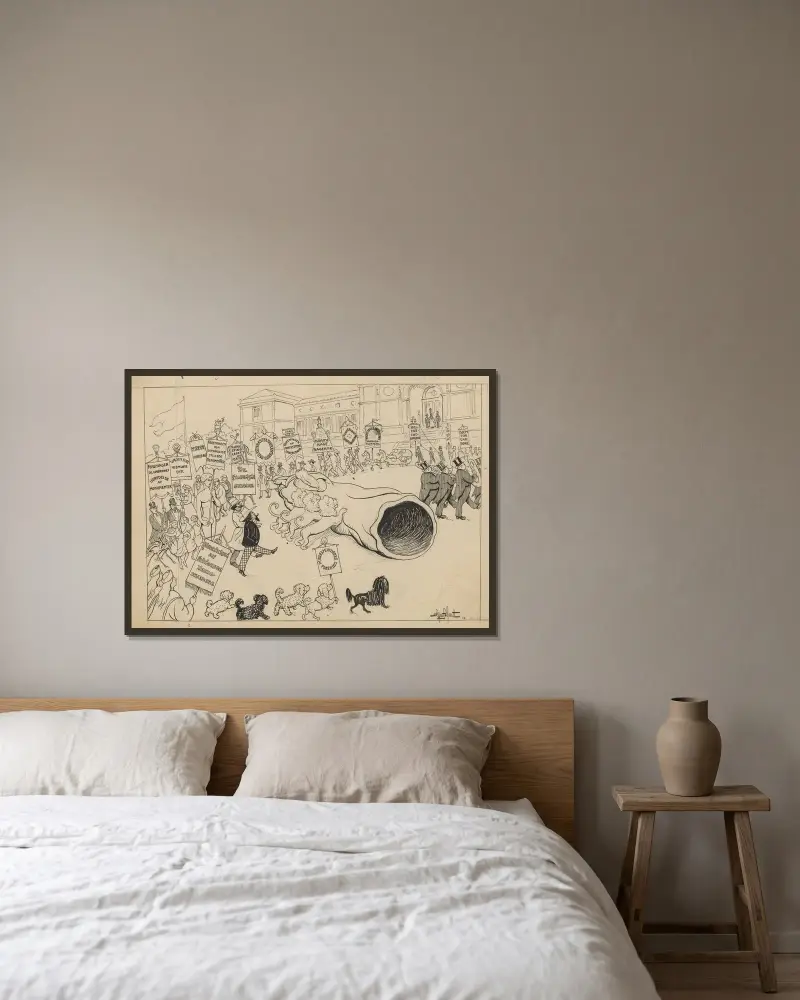 Die Verlegung des Dänemark-Denkmals von Alfred Schmidt gerahmt an einer Wand