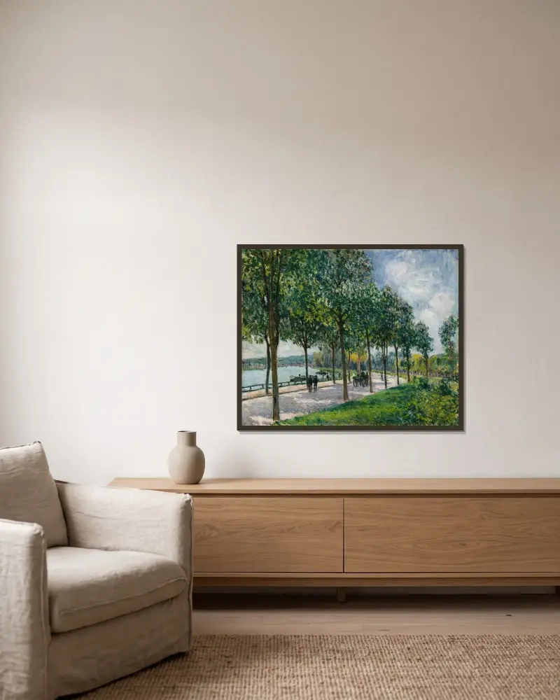 Allée of Chestnut Trees av Alfred Sisley inramad på en vägg