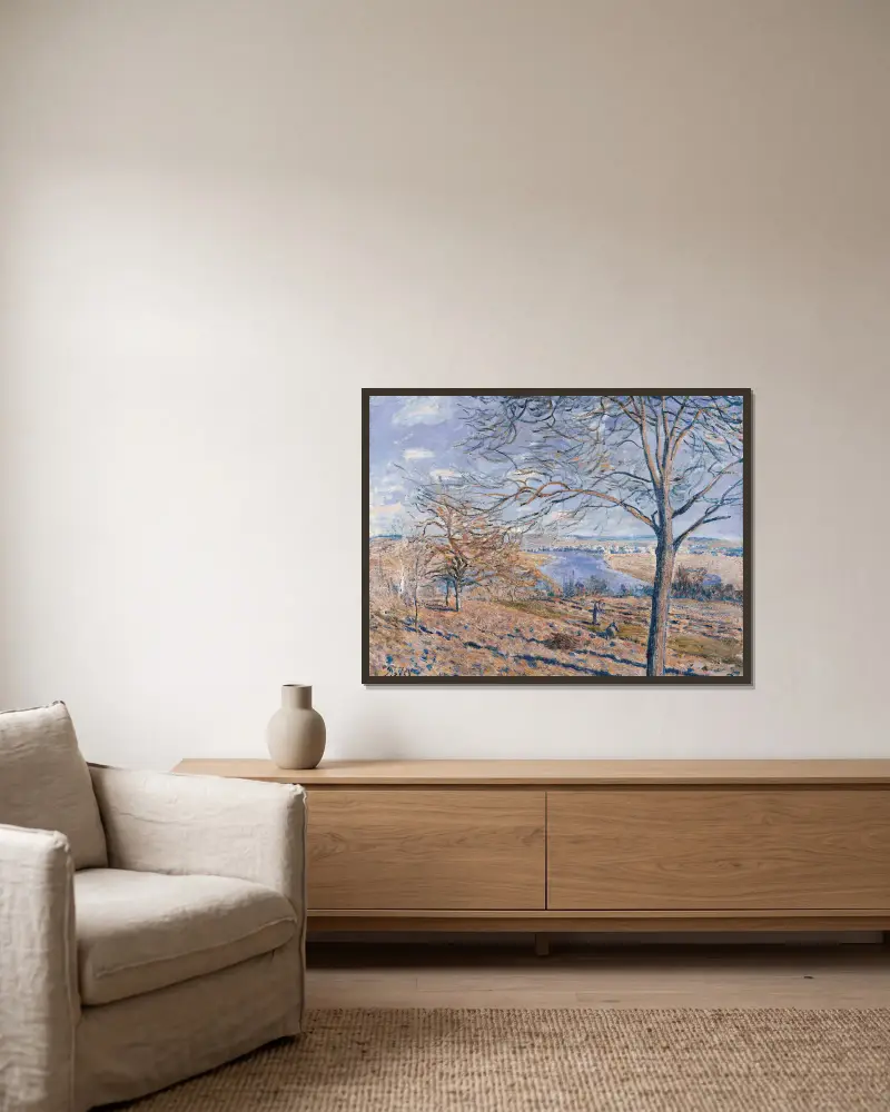 Banks of the Loing, Autumn Effect av Alfred Sisley inramad på en vägg