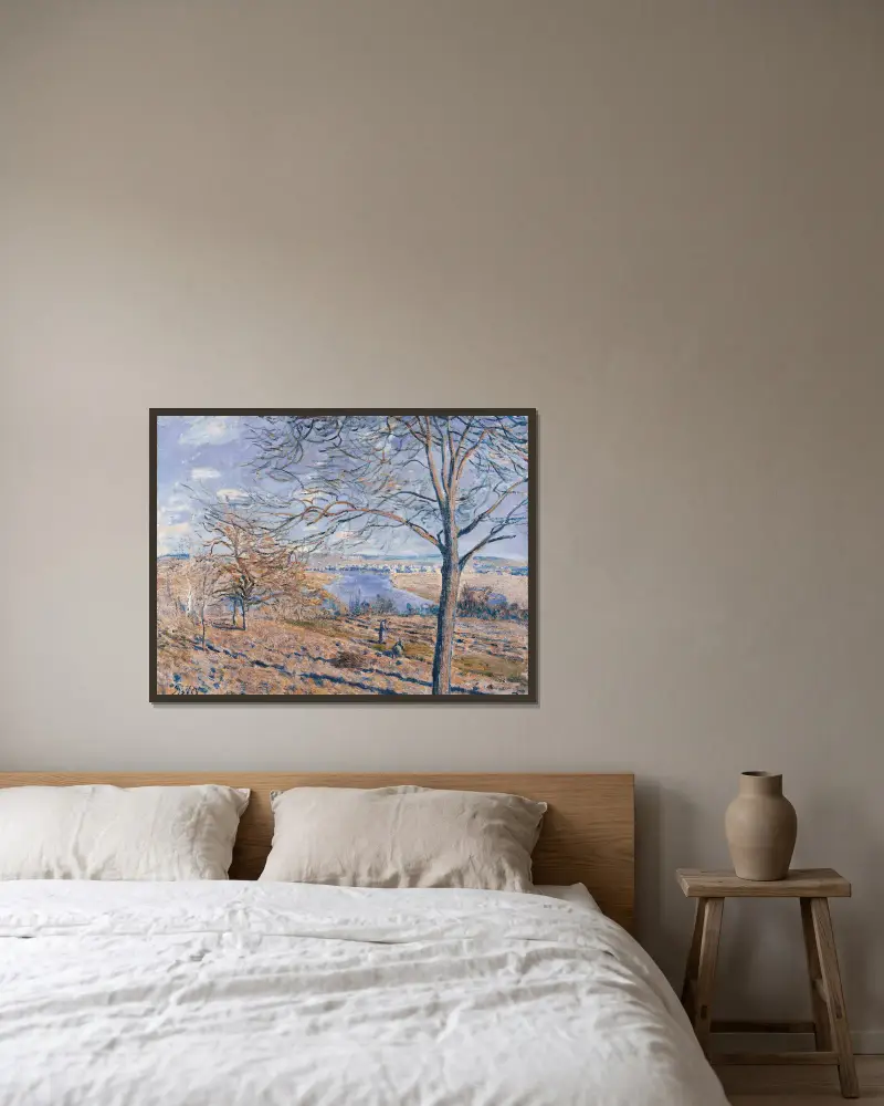 Banks of the Loing, Autumn Effect av Alfred Sisley inramad på en vägg