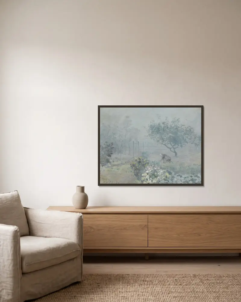 Fog, Voisins av Alfred Sisley inramad på en vägg