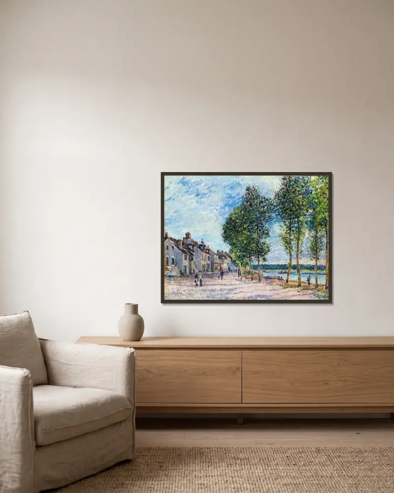 Seine vid Bougival, 1876 – nr 1 av Alfred Sisley inramad på en vägg