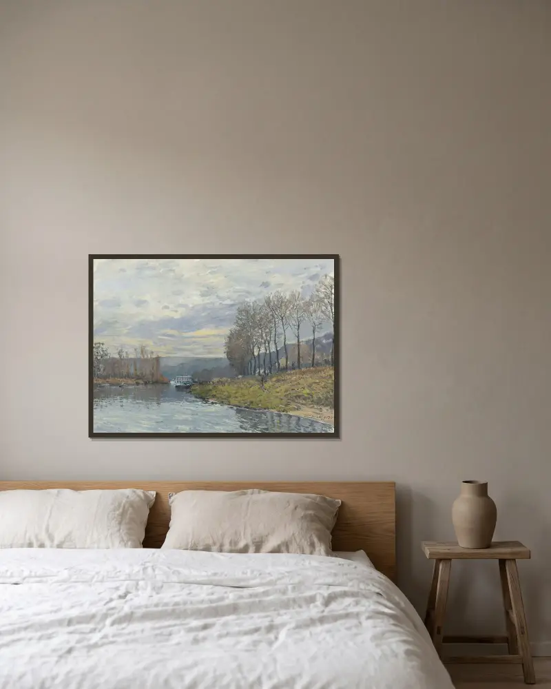 La Seine À Bougival, 1873 av Alfred Sisley inramad på en vägg