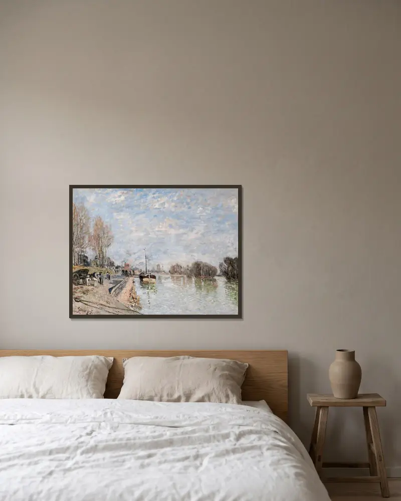 La Seine à Suresnes, 1879 – nr 2 av Alfred Sisley inramad på en vägg