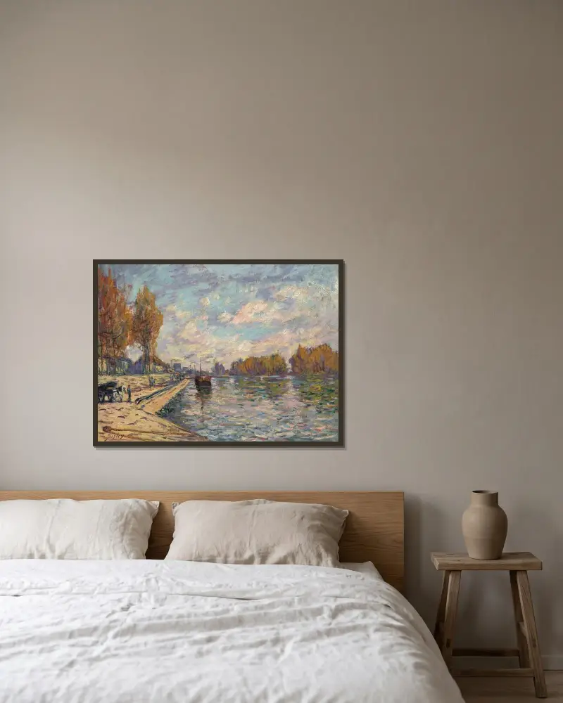 La Seine à Suresnes, 1879 – nr 1 av Alfred Sisley inramad på en vägg