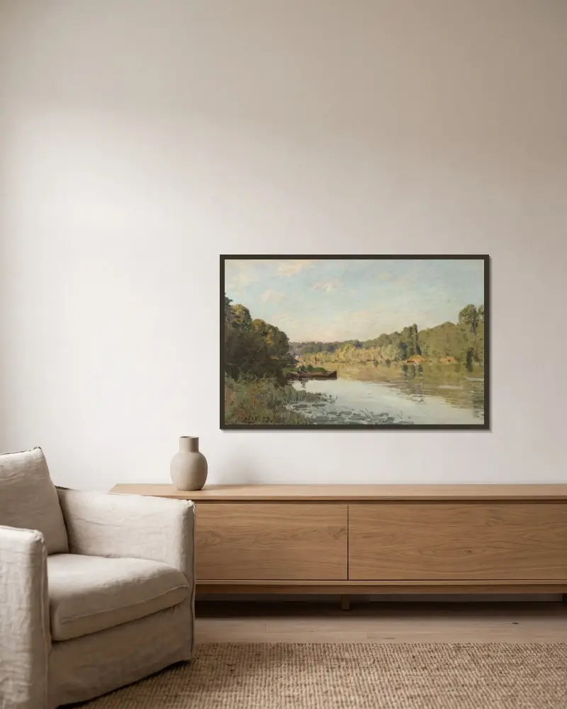 Krajobraz z Bougival, Alfred Sisley w ramie na ścianie