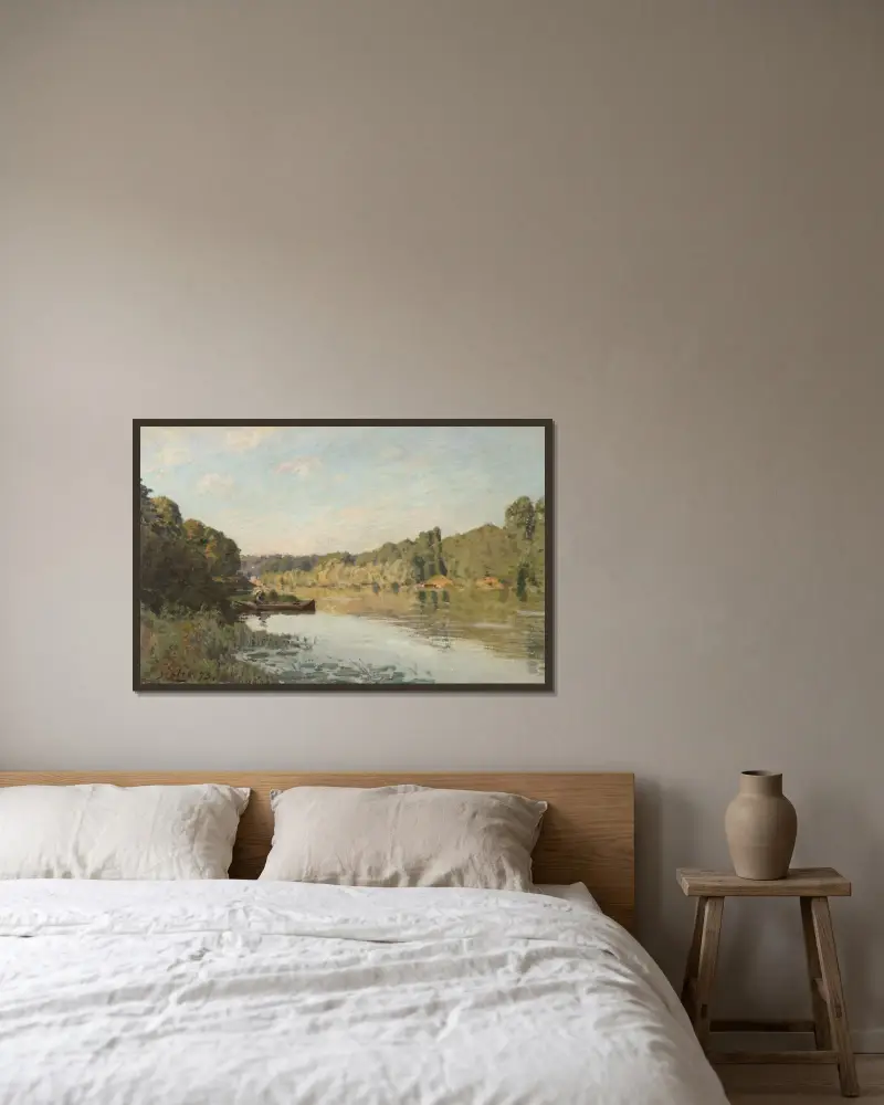 Krajobraz z Bougival, Alfred Sisley w ramie na ścianie