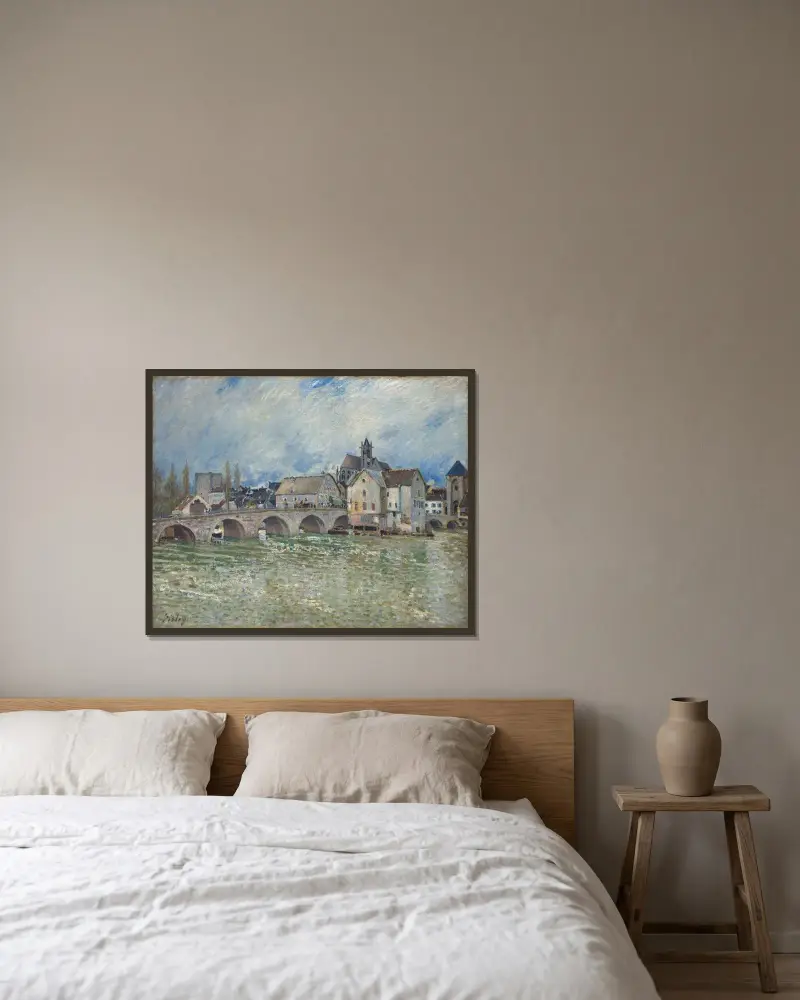 Most w Moret-sur-Loing podczas powodzi, Alfred Sisley w ramie na ścianie