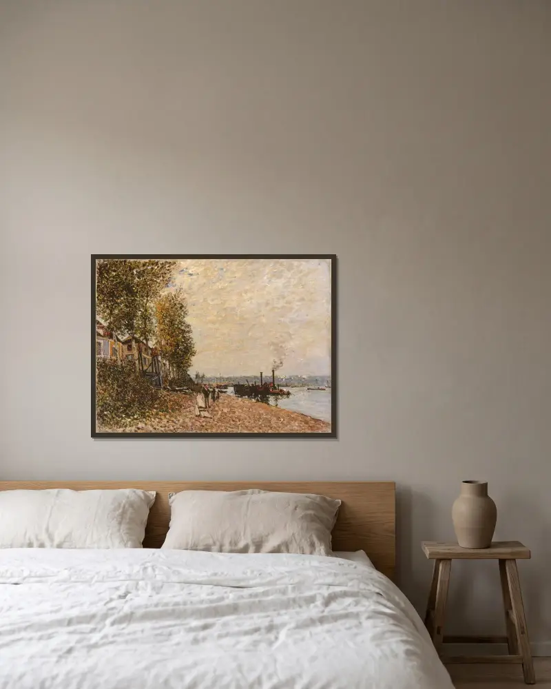Le remorqueur, le Loing à Saint-Mammès av Alfred Sisley inramad på en vägg