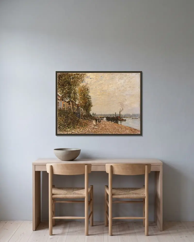 Le remorqueur, le Loing à Saint-Mammès av Alfred Sisley inramad på en vägg