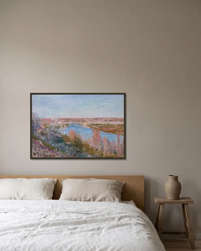 Le village de Champagne au coucher du soleil, avril av Alfred Sisley inramad på en vägg