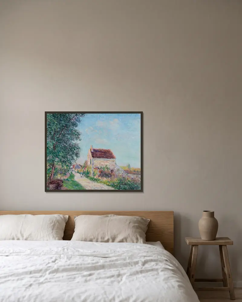 Le village des Sablons, près de Veneux-Nadon av Alfred Sisley inramad på en vägg