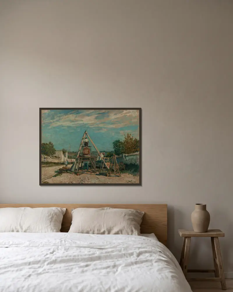 Les scieurs de long av Alfred Sisley inramad på en vägg