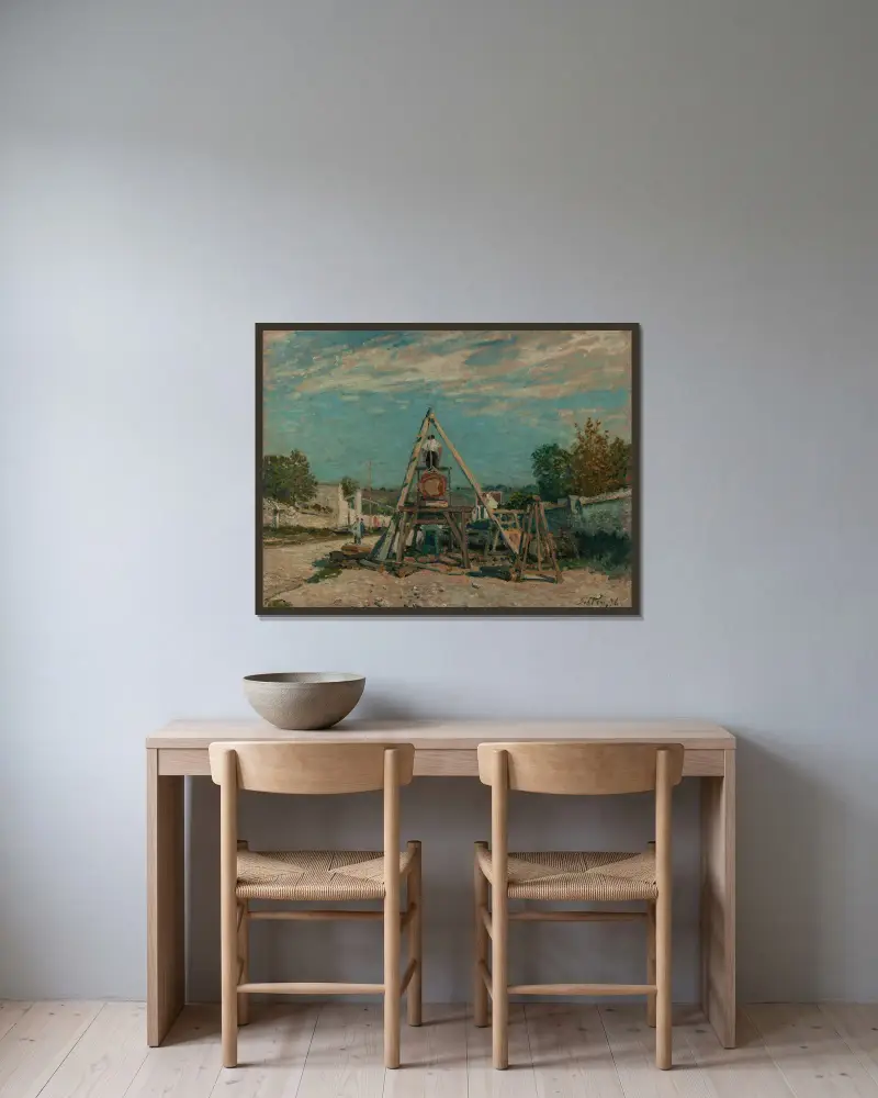 Les scieurs de long av Alfred Sisley inramad på en vägg