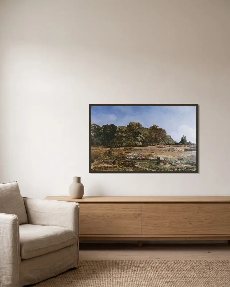 Lisière de la forêt de Fontainebleau av Alfred Sisley inramad på en vägg