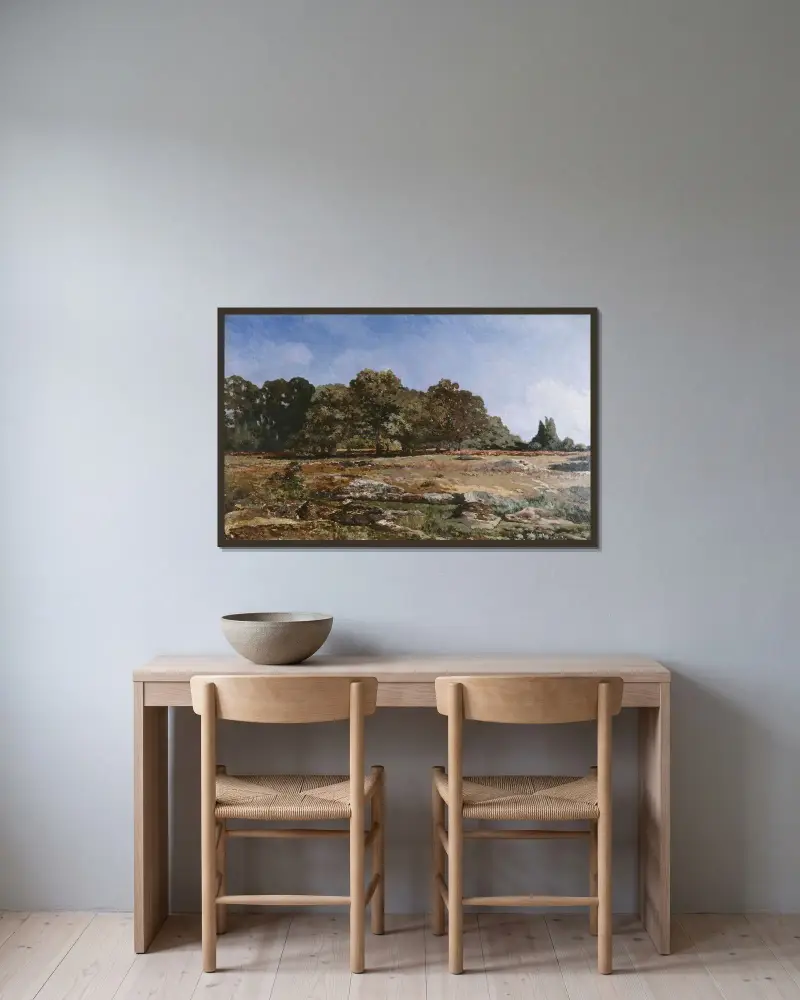 Lisière de la forêt de Fontainebleau av Alfred Sisley inramad på en vägg