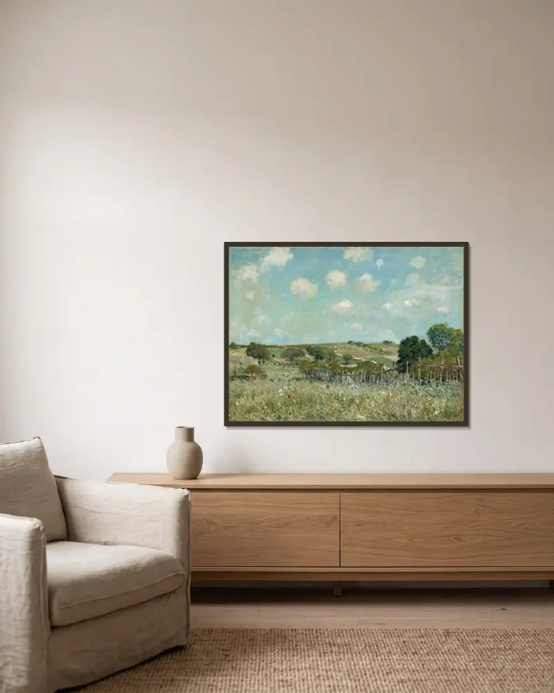 Wiese von Alfred Sisley gerahmt an einer Wand