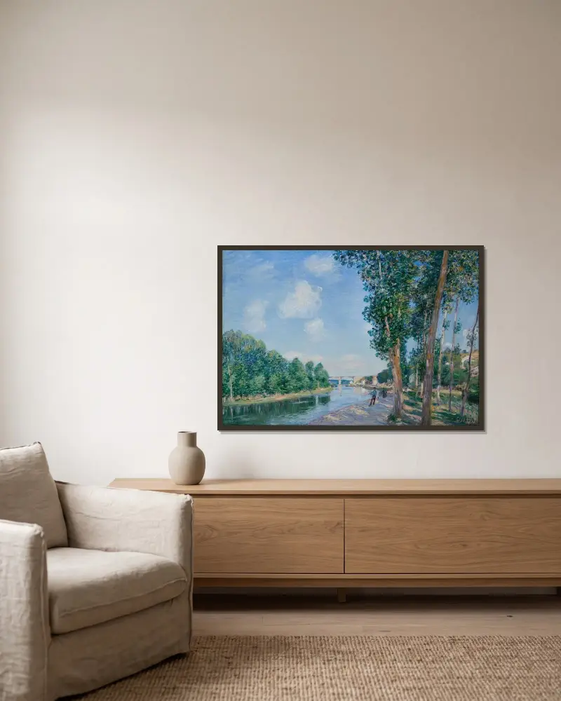 Saint-Mammès. June Sunshine av Alfred Sisley inramad på en vägg