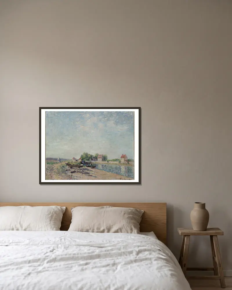 Saint-Mammès, Loing Canal av Alfred Sisley inramad på en vägg