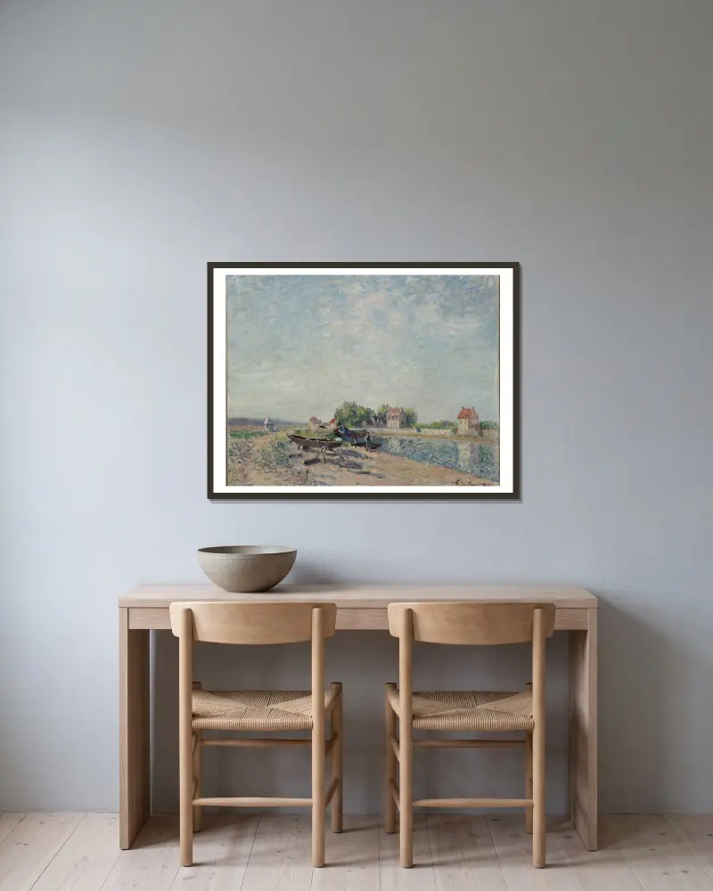 Saint-Mammès, Loing Canal av Alfred Sisley inramad på en vägg