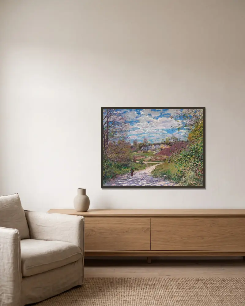 Soleil d’hiver à Veneux-Nadon av Alfred Sisley inramad på en vägg