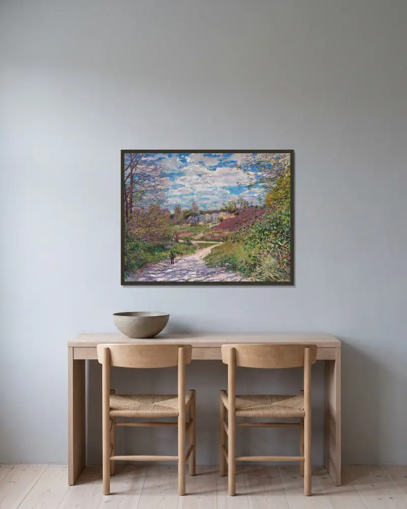 Soleil d’hiver à Veneux-Nadon av Alfred Sisley inramad på en vägg