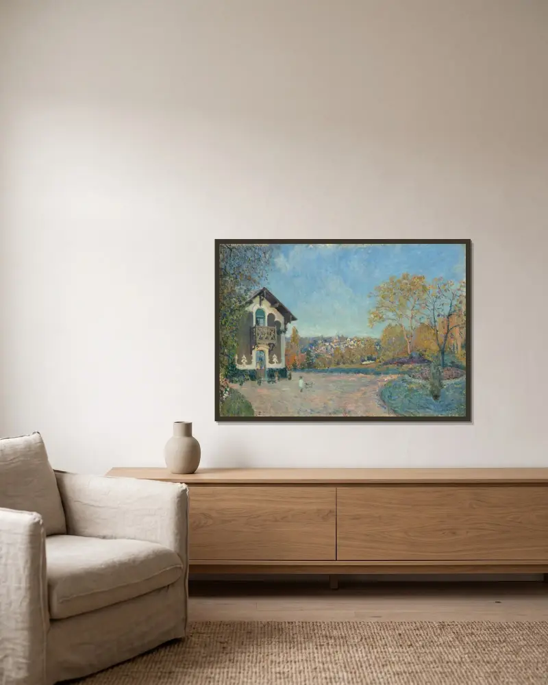 Vy över Marly-le-Roi från Coeur-Volant av Alfred Sisley inramad på en vägg