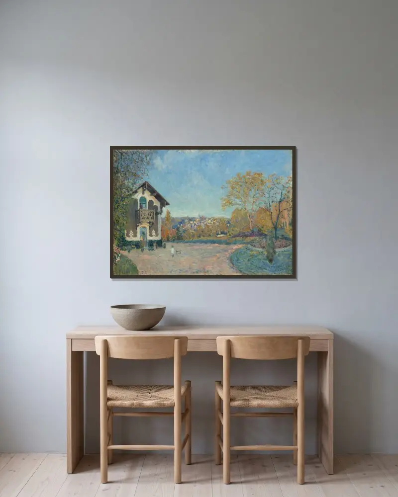 Vy över Marly-le-Roi från Coeur-Volant av Alfred Sisley inramad på en vägg