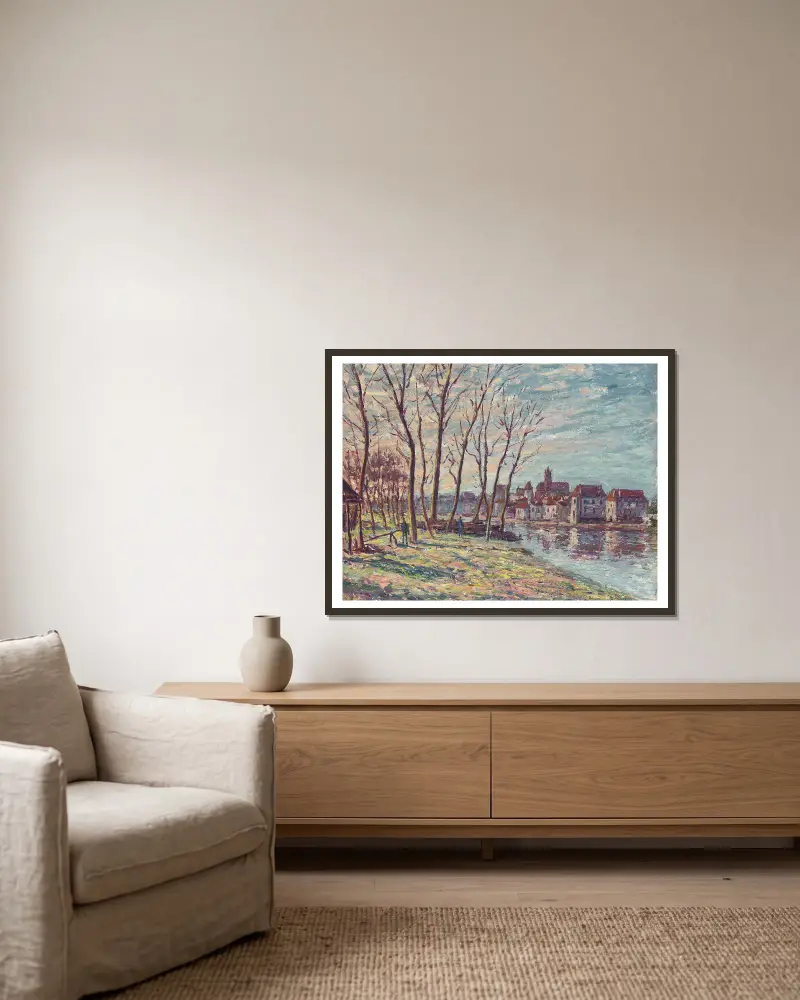 Widok na Moret, Alfred Sisley w ramie na ścianie