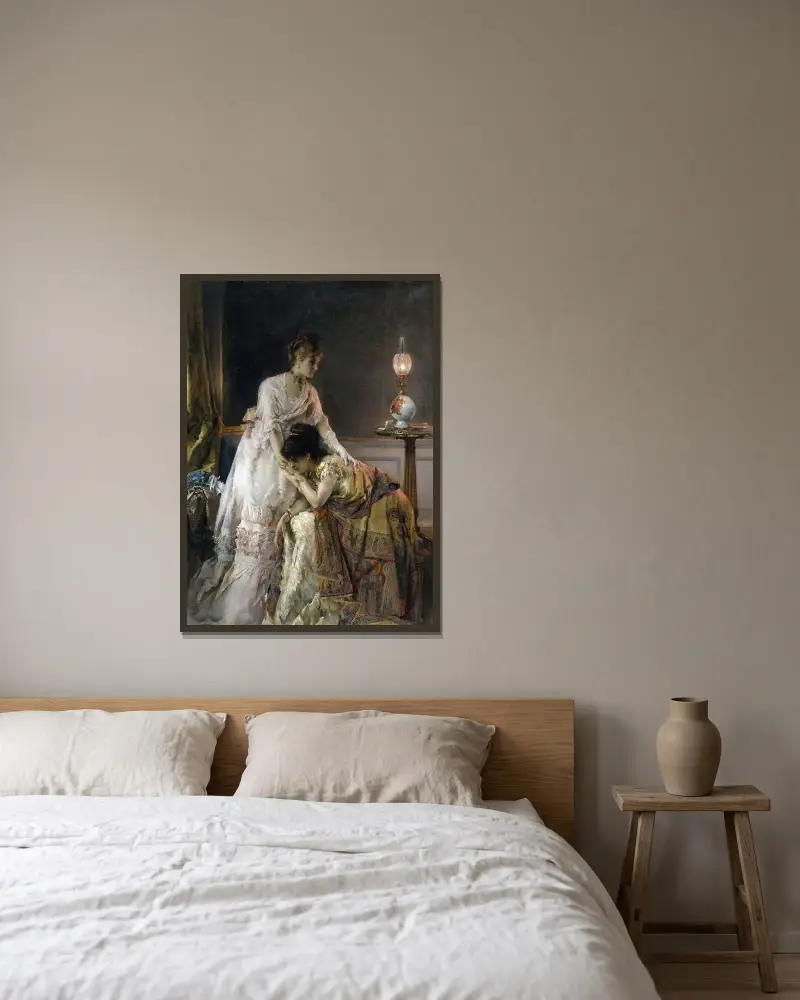 Nach dem Ball von Alfred Stevens gerahmt an einer Wand