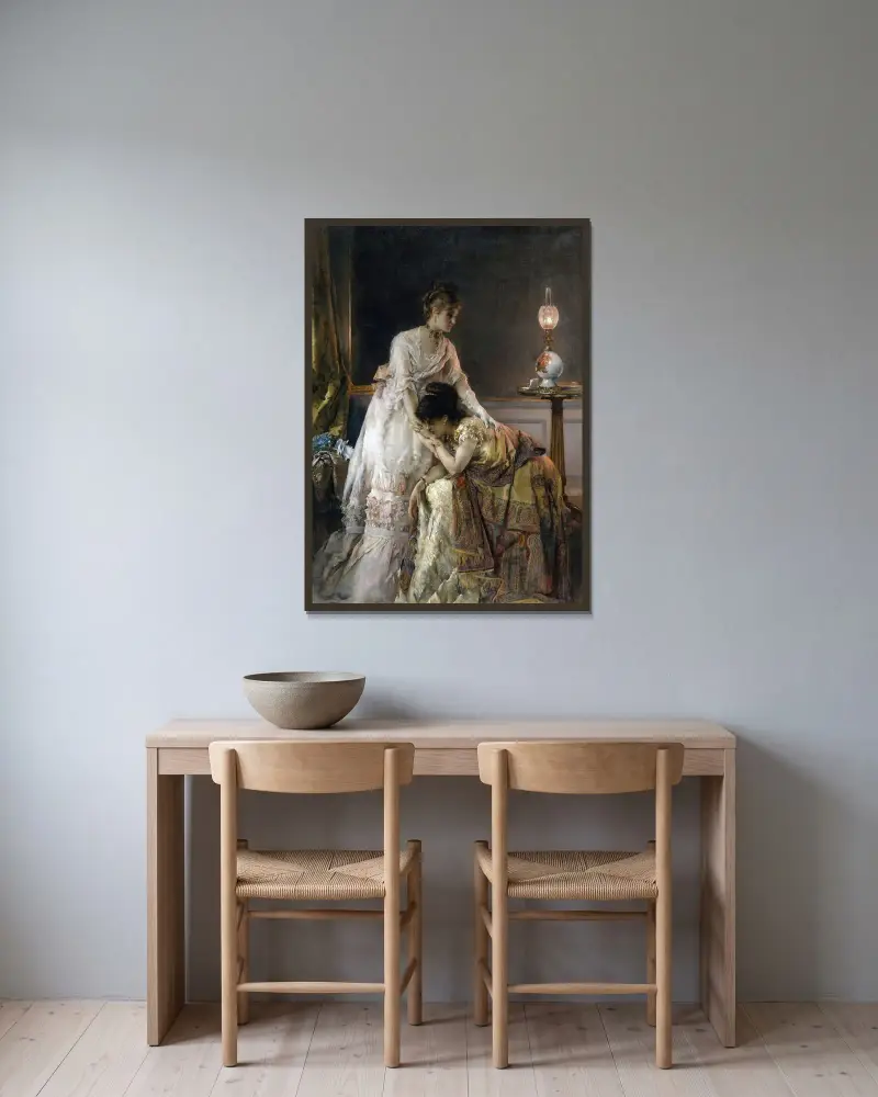 Nach dem Ball von Alfred Stevens gerahmt an einer Wand