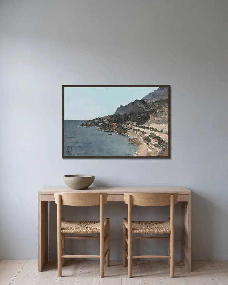 Cap d'Ail, vy från prinsens av Monaco palats av Alfred Stevens inramad på en vägg