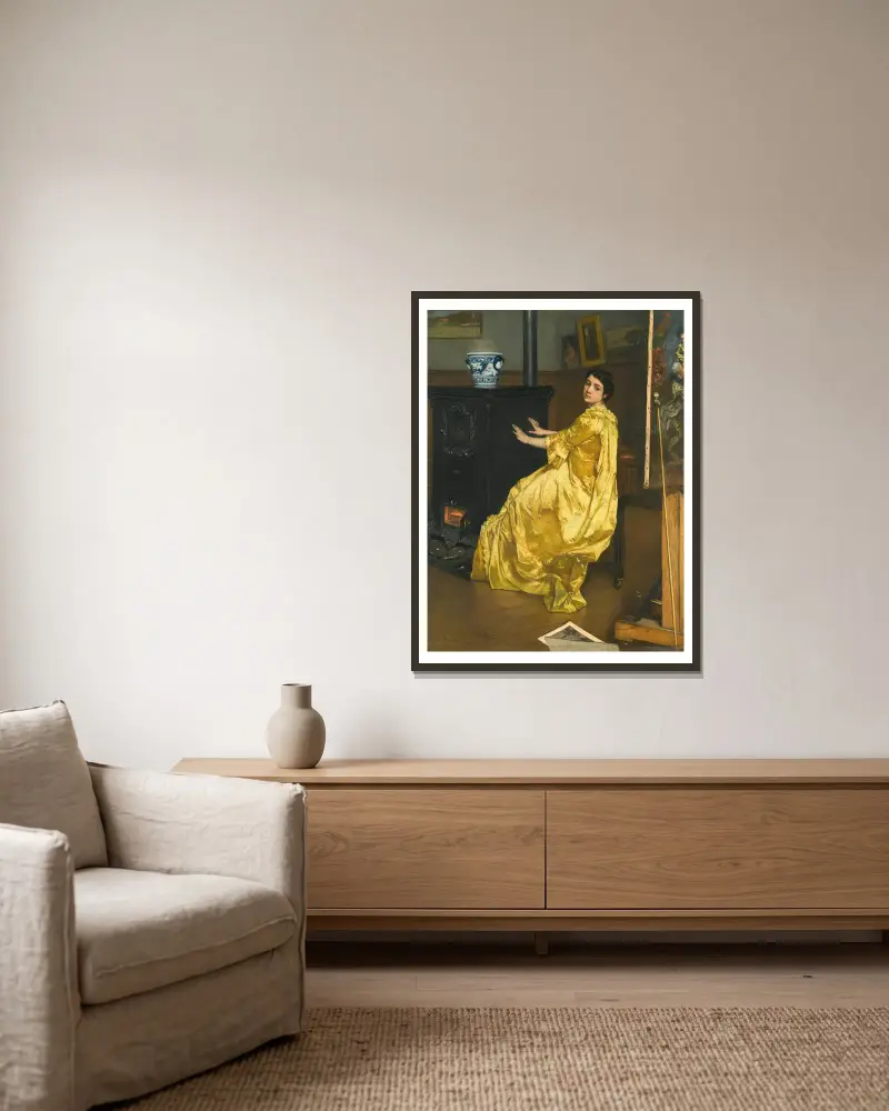 Dans l’atelier; le repos du modèle av Alfred Stevens inramad på en vägg