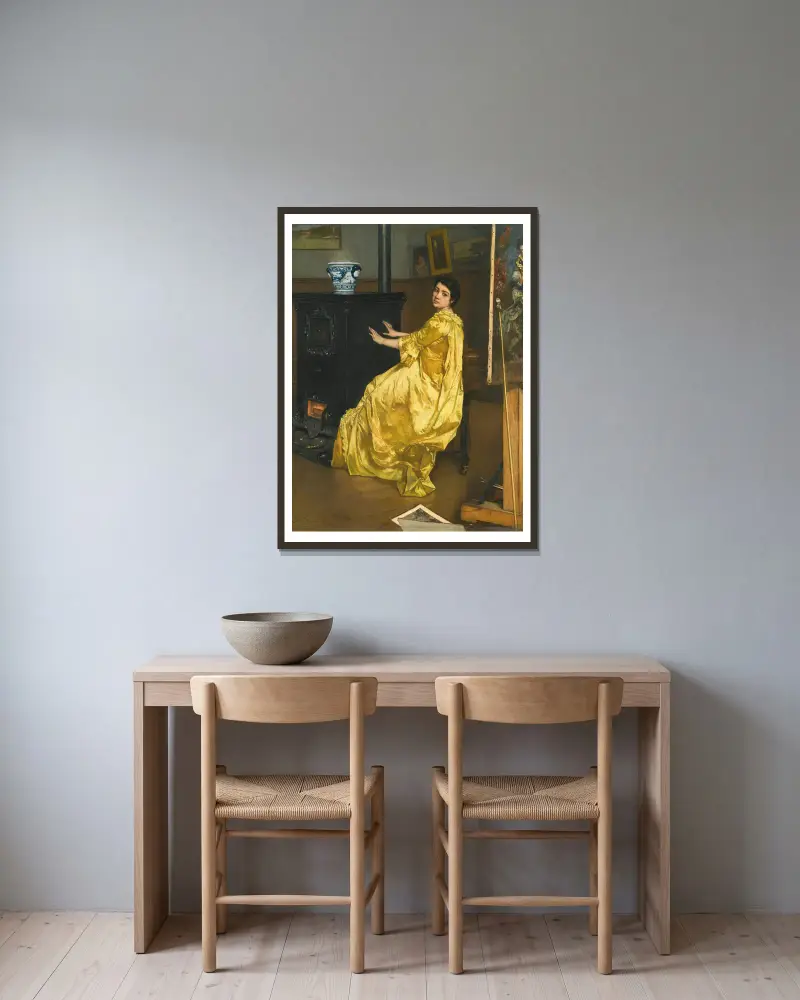 Dans l’atelier; le repos du modèle av Alfred Stevens inramad på en vägg