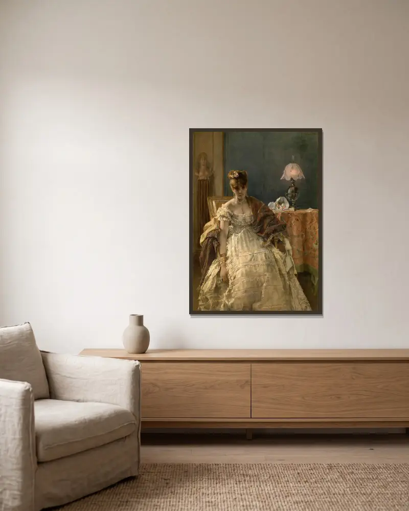 Desperate, Alfred Stevens v rámu na stěně