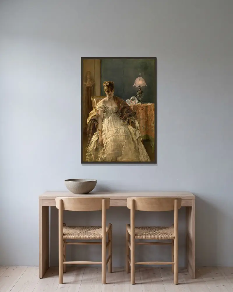 Desperate, Alfred Stevens v rámu na stěně