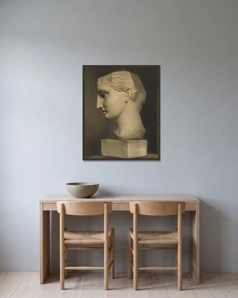 Kvinna i profil av Alfred Stevens inramad på en vägg