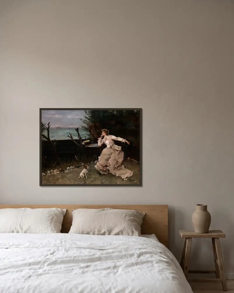 V hlubokých myšlenkách, Alfred Stevens v rámu na stěně