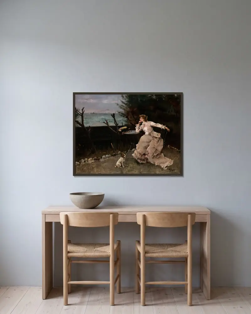 V hlubokých myšlenkách, Alfred Stevens v rámu na stěně