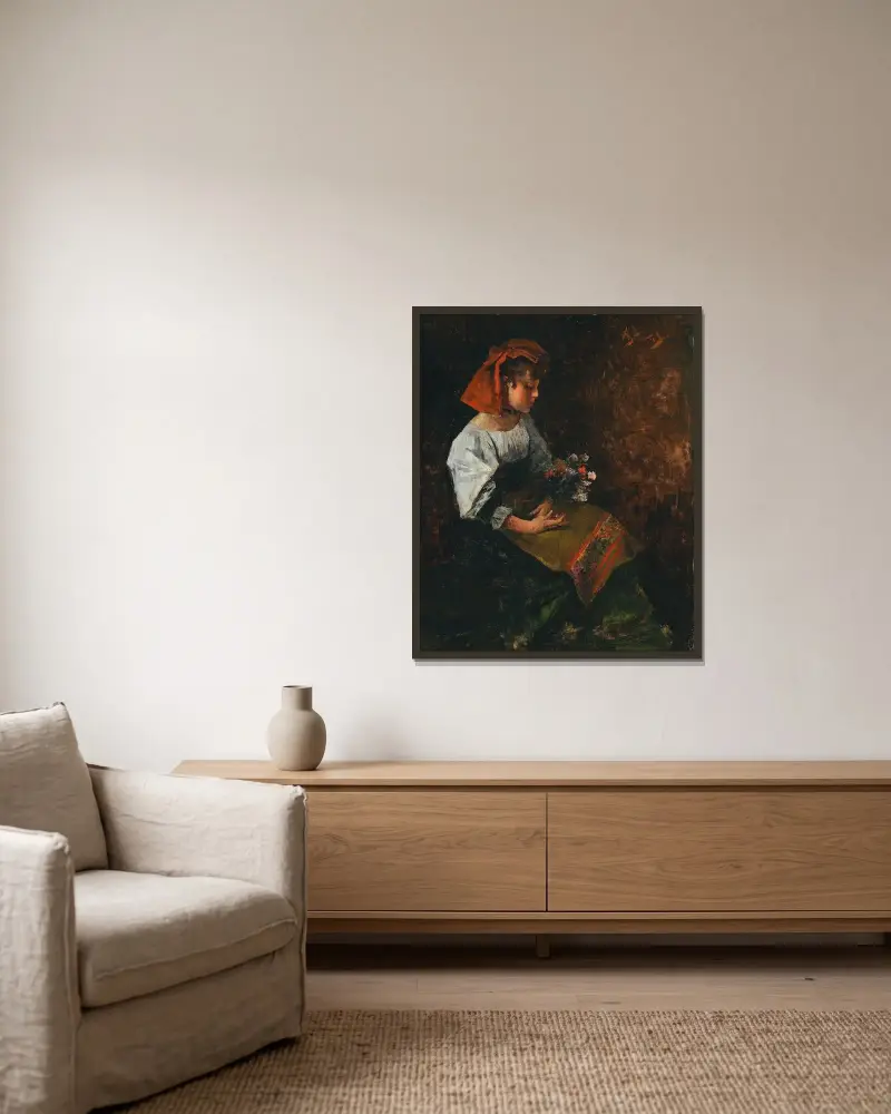 Ung italiensk flicka av Alfred Stevens inramad på en vägg