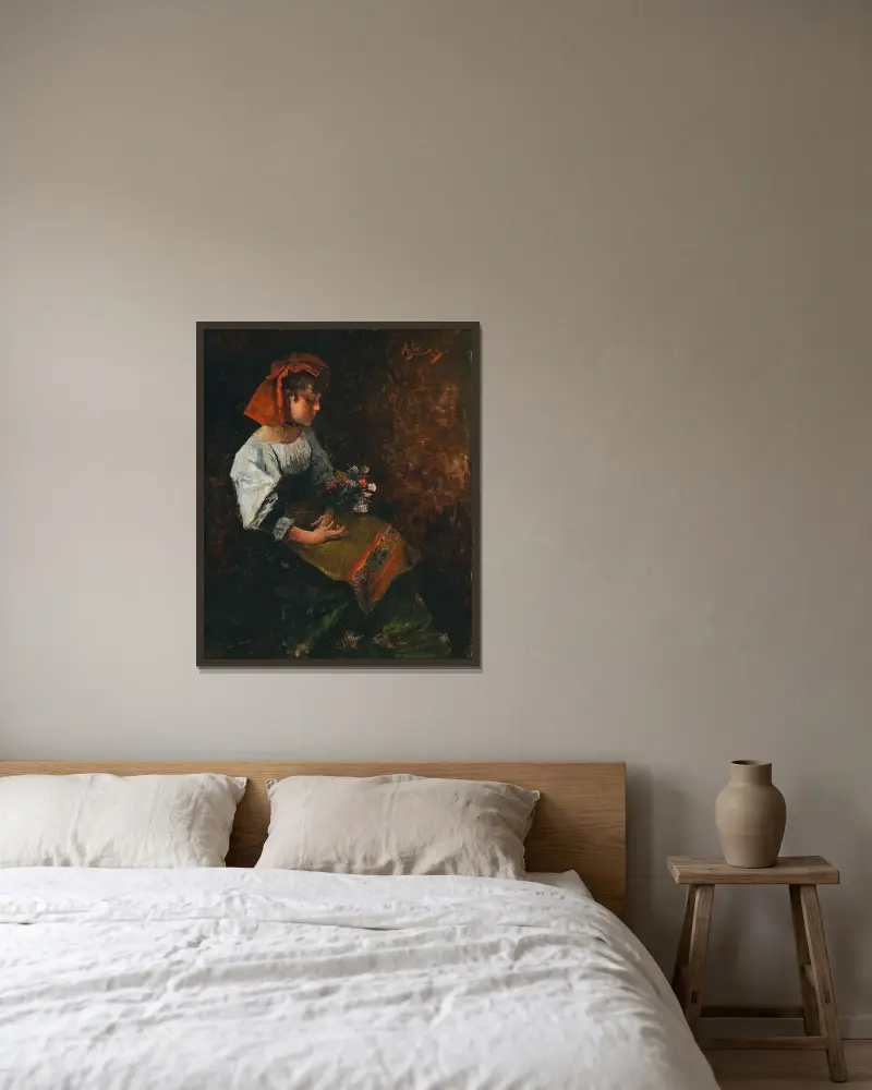 Ung italiensk flicka av Alfred Stevens inramad på en vägg