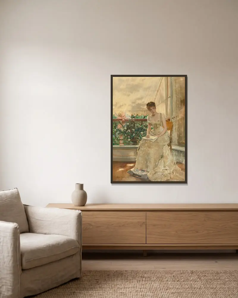 La Femme Et L’amour (L’amour Qui Vient) av Alfred Stevens inramad på en vägg