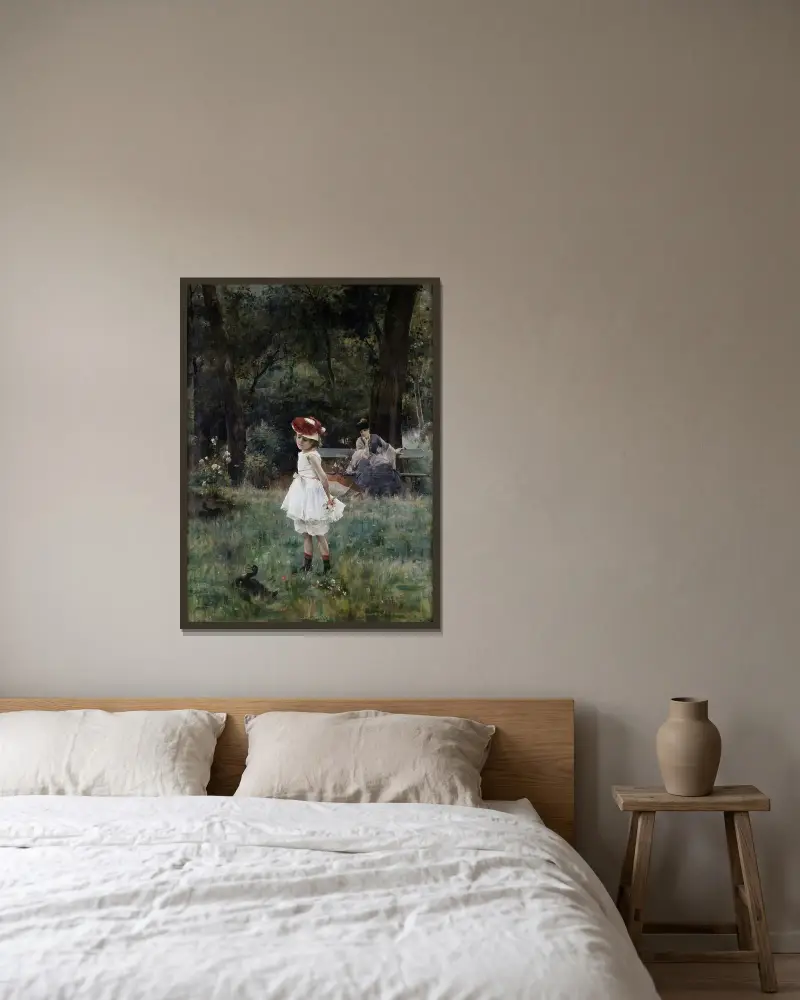 Flickan med ankorna av Alfred Stevens inramad på en vägg