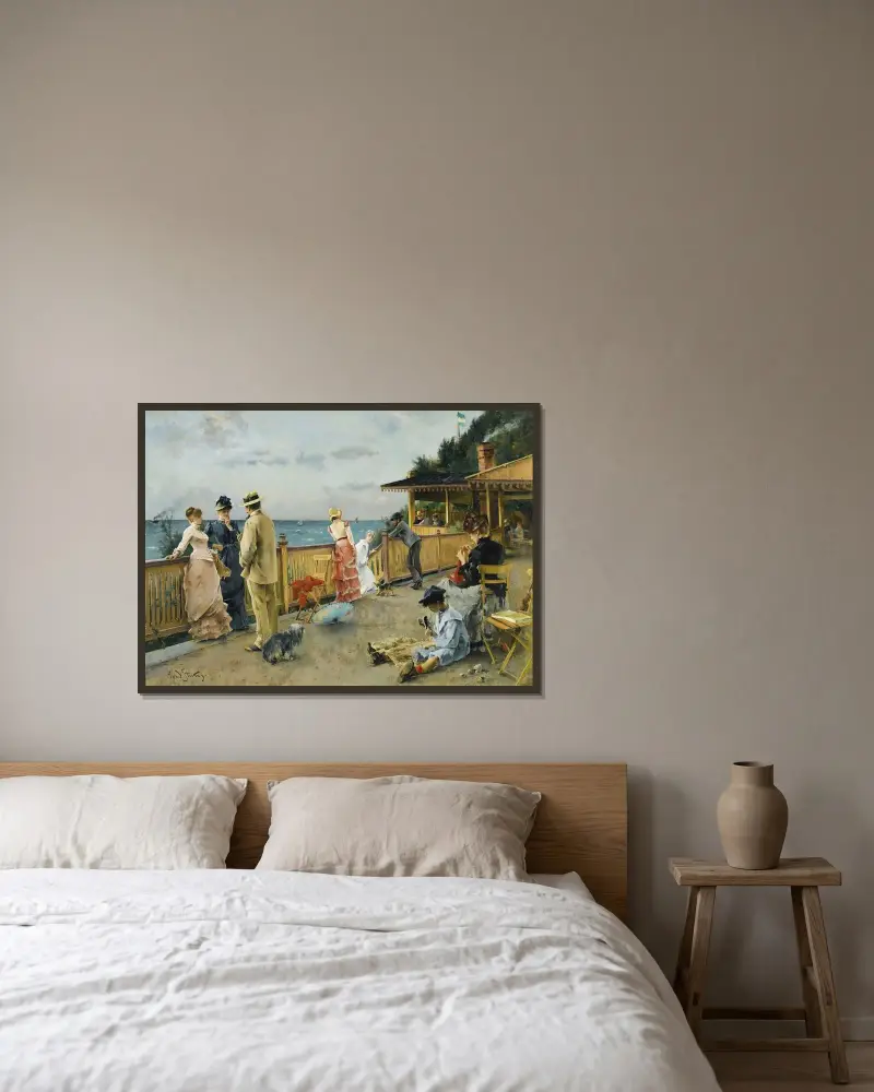 Villan vid klipporna i Sainte-Adresse av Alfred Stevens inramad på en vägg